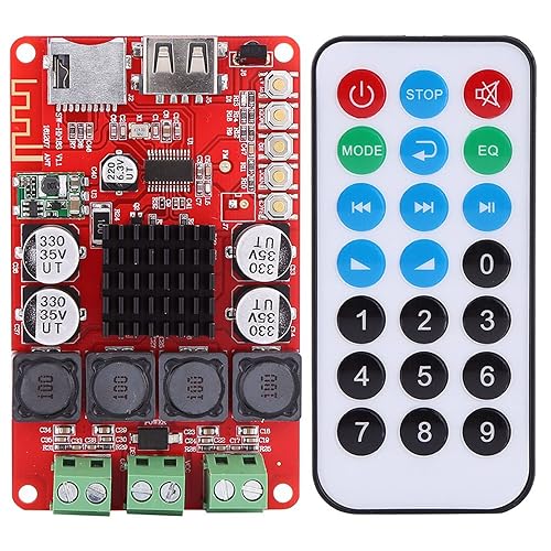 Audio Power Bluetooth Amplifier Board 50W+50W DC 8-26V Portable Stereo Audio Receiver Amplifier TF Card Decoder with Remote Control WAV MP3 WMA
