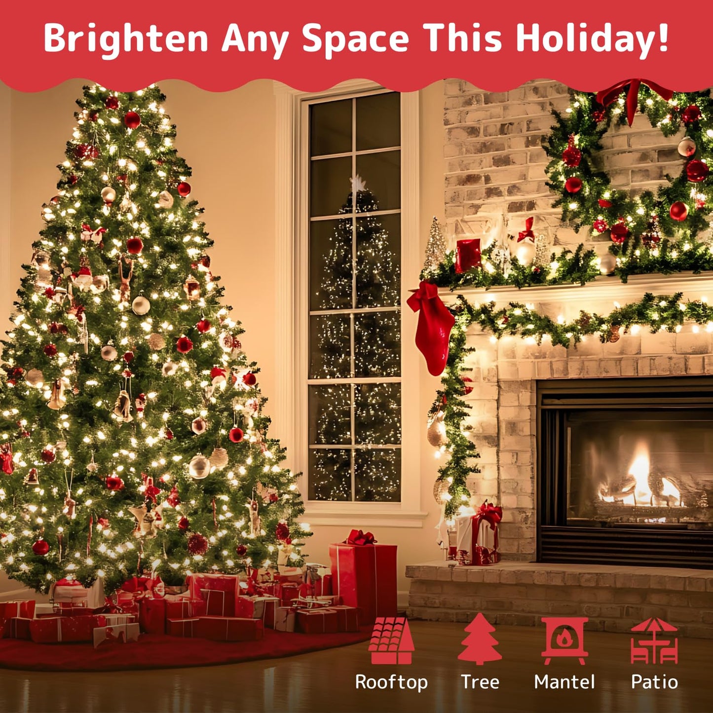 PREXTEX 100-Count Ultra Bright Christmas Lights - 20 ft Clear StringLights on White Wire - Incandescent Xmas TreeLights for Indoor and Outdoor