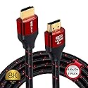 Ritz Gear 8K HDMI 2.1 Cable 6.6 ft. 48 Gbps Ultra High Speed Braided Nylon Cord & Gold Connectors - 8K@60Hz UHD Video, 4K@120Hz, 4K@60Hz, 2K, 1080P.