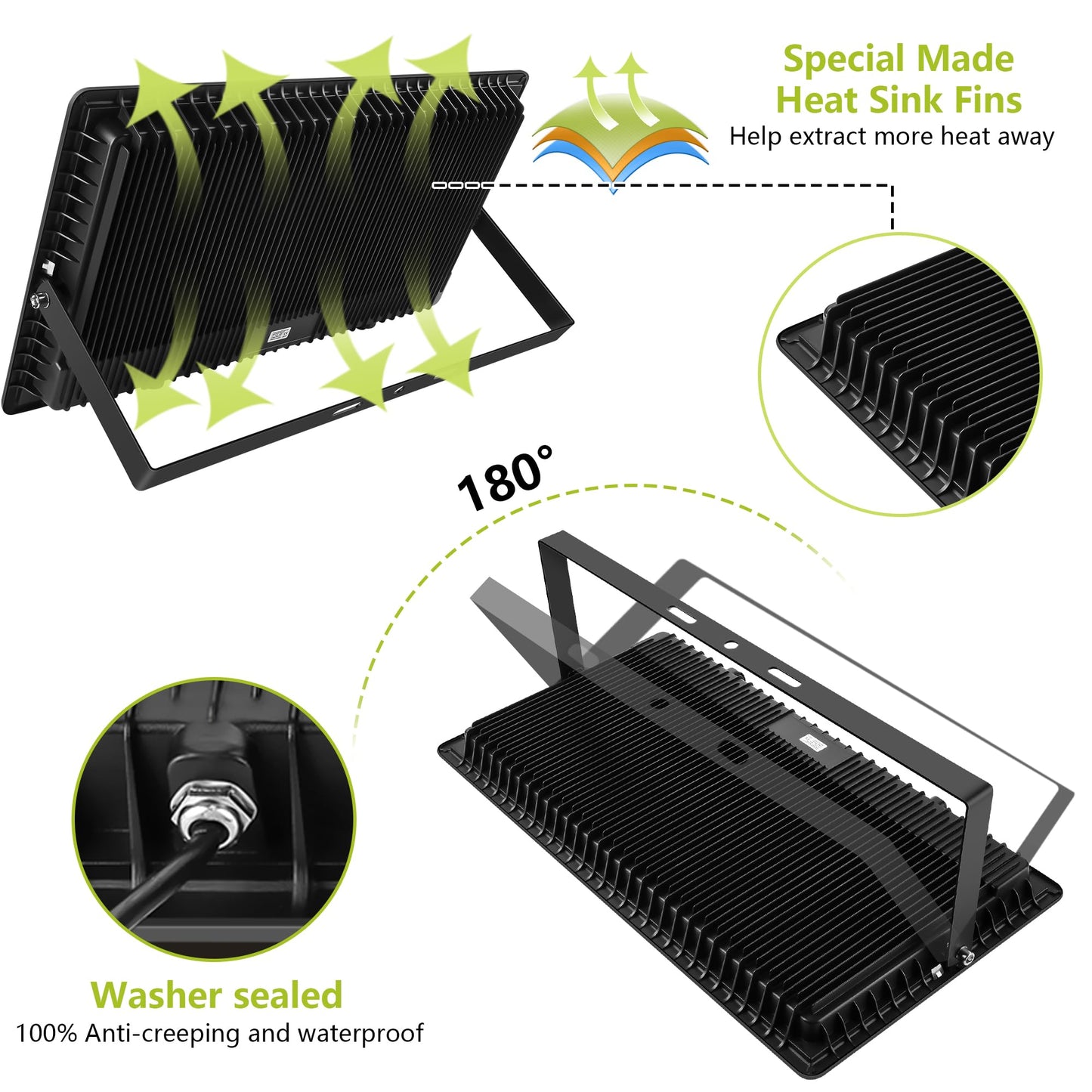Gopretty 500W Warm White LED Flood Lights Outdoor 2 Pack, 55000LM Super Bright Security Lights with Plug, Commercial Arena Lighting for Yard Court