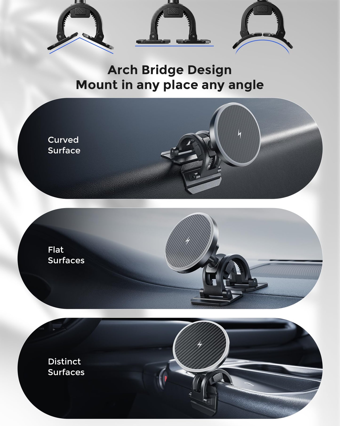 Estbuc 2-in-1 15W Magsafe Car Mount Charger, Magnetic Wireless Car Charger, 360° Dashboard & Air Vent Phone Mount, Phone Holders for Your Car, Car