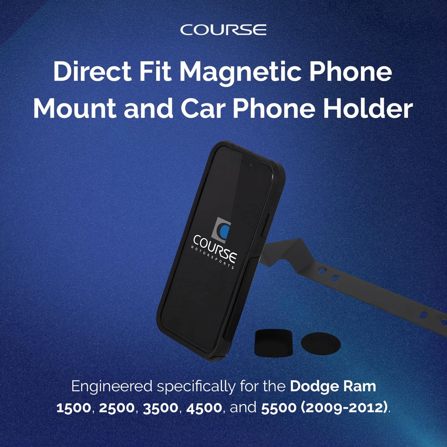 Course Motorsports Direct Fit Magnetic Phone Mount | Car Phone Holder | Compatible with Dodge Ram 1500 (2009-2012) 2500/3500/4500/5500 (2010-2012)