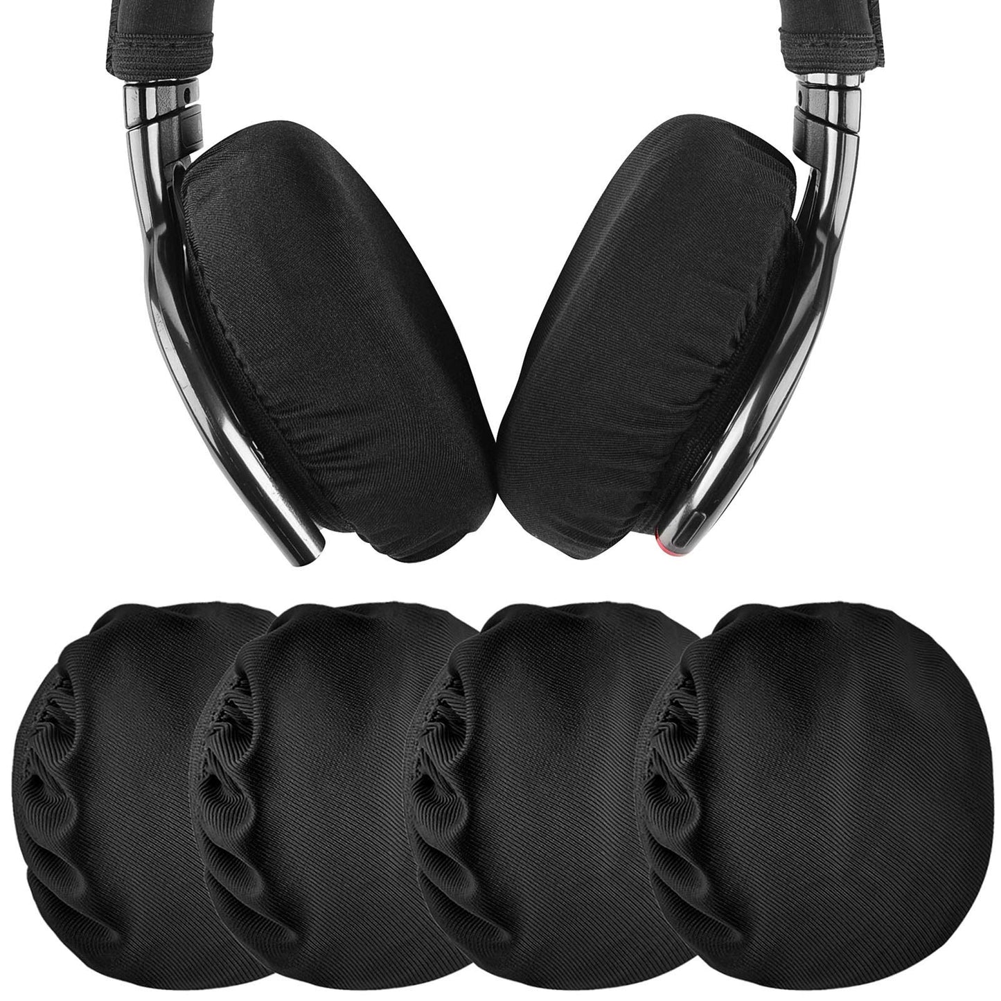 Geekria 2 Pairs Flex Fabric Headphones Ear Covers - Product Safety Certified - Washable & Stretchable Earcup Protectors for Over-Ear Headsets, Sweat