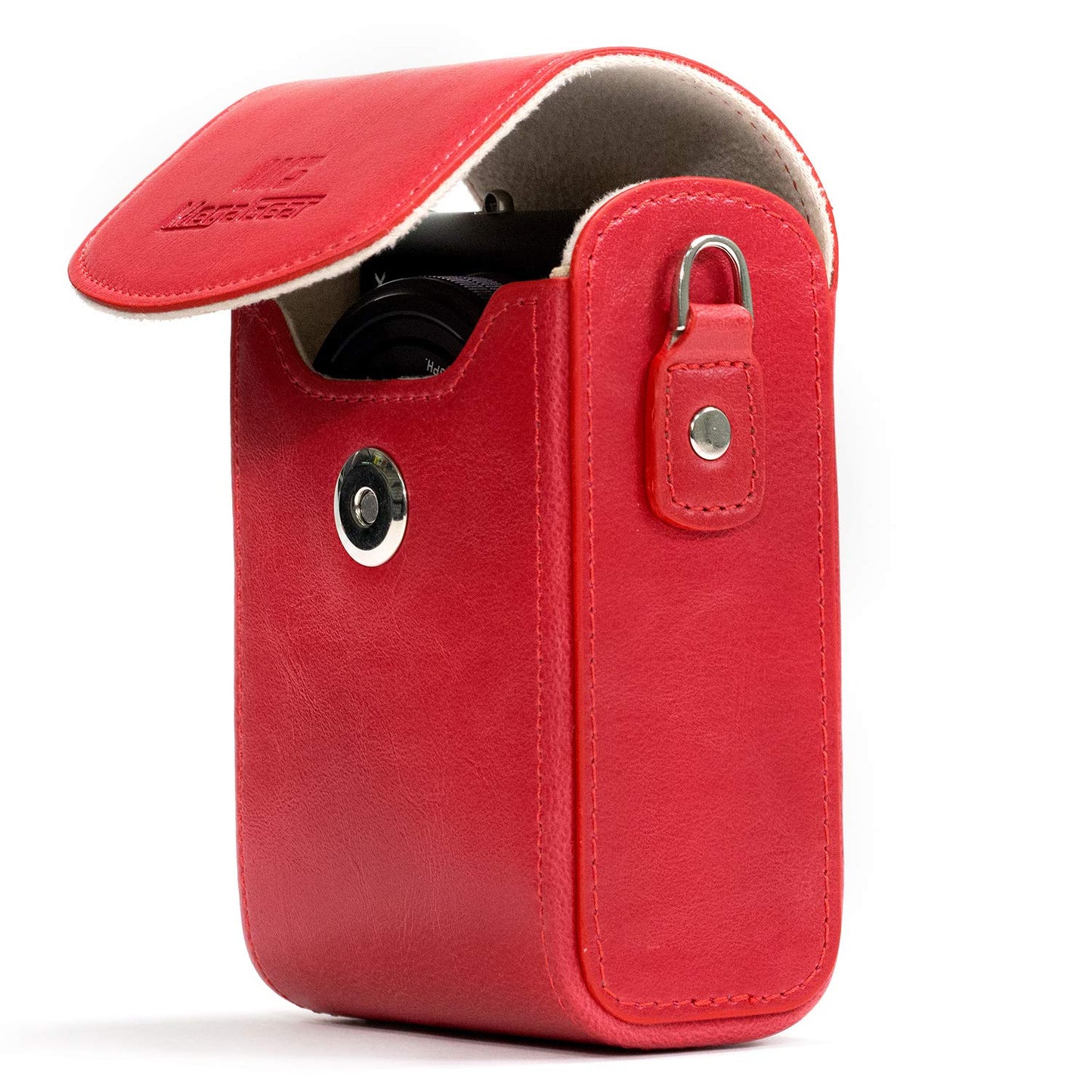 MegaGear Leather Camera Case with Strap Compatible with Canon PowerShot G7 X Mark III, G7 X Mark II, G7 X - MG1216, Red