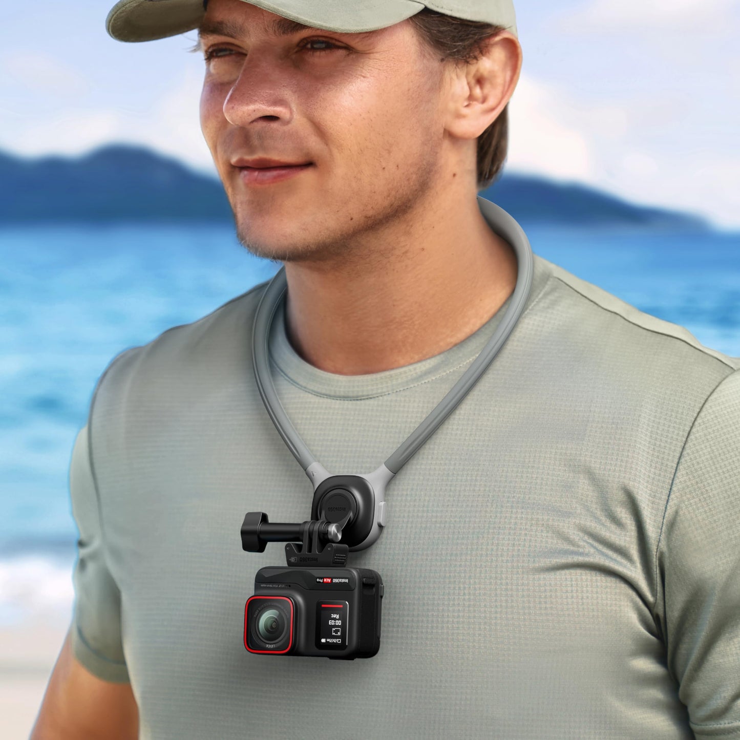 Insta360 Neck Mount with Air - Cushioned Base, Instant Release Mechanism for Hands-Free POV Vlogging X5, X4, X3, X2, ONE X2, Air/ONE, Ace, Ace Pro