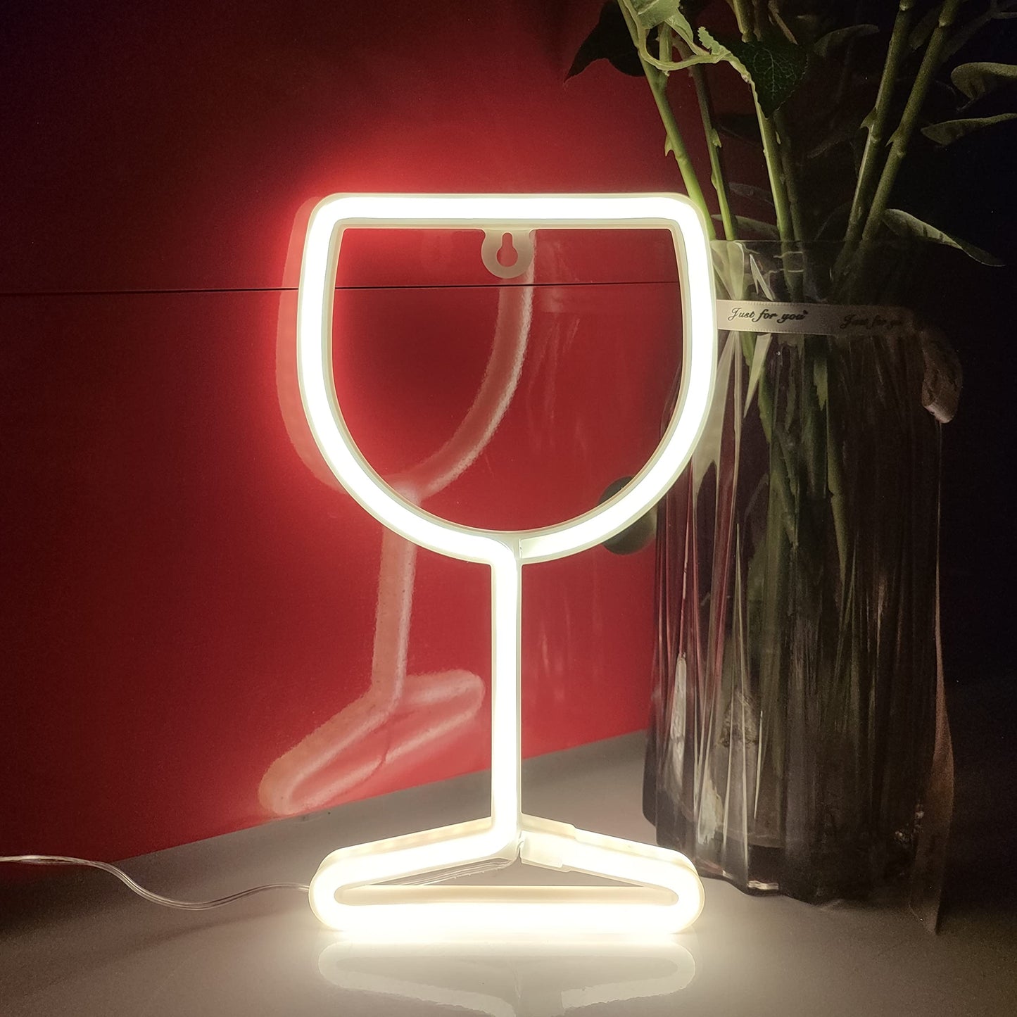 JYWJ Wine Glass Neon Sign,USB or 3-AA Battery Powered Neon Light,LED Table Decoration,Bedroom Wall Decoration,Birthday Gift,Wedding Supplies Business