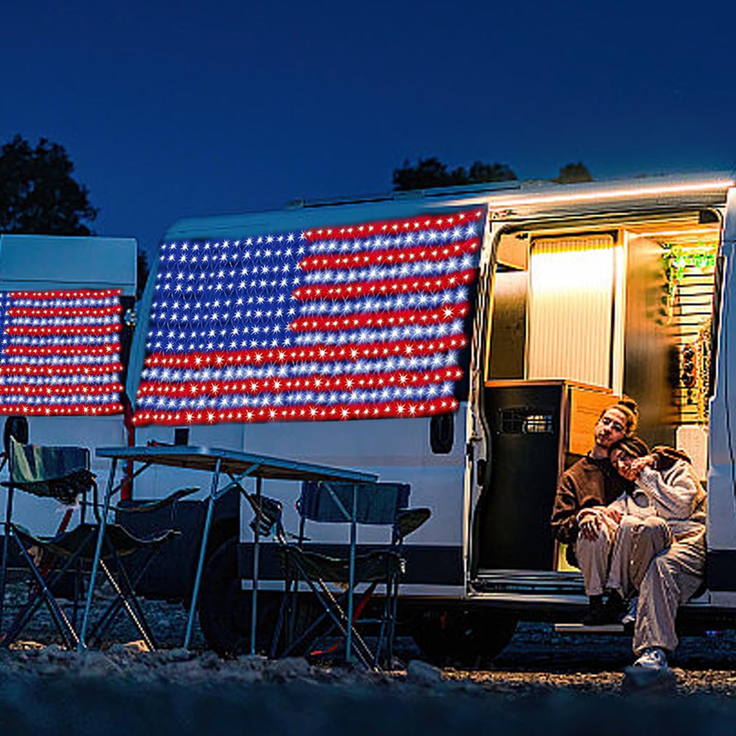 (New) American Flag Lights, Outdoor String Lights 420 LED Waterproof Led Flag Net Light Patriotic Ornaments for Outdoor Home Yard,Garden, Camping