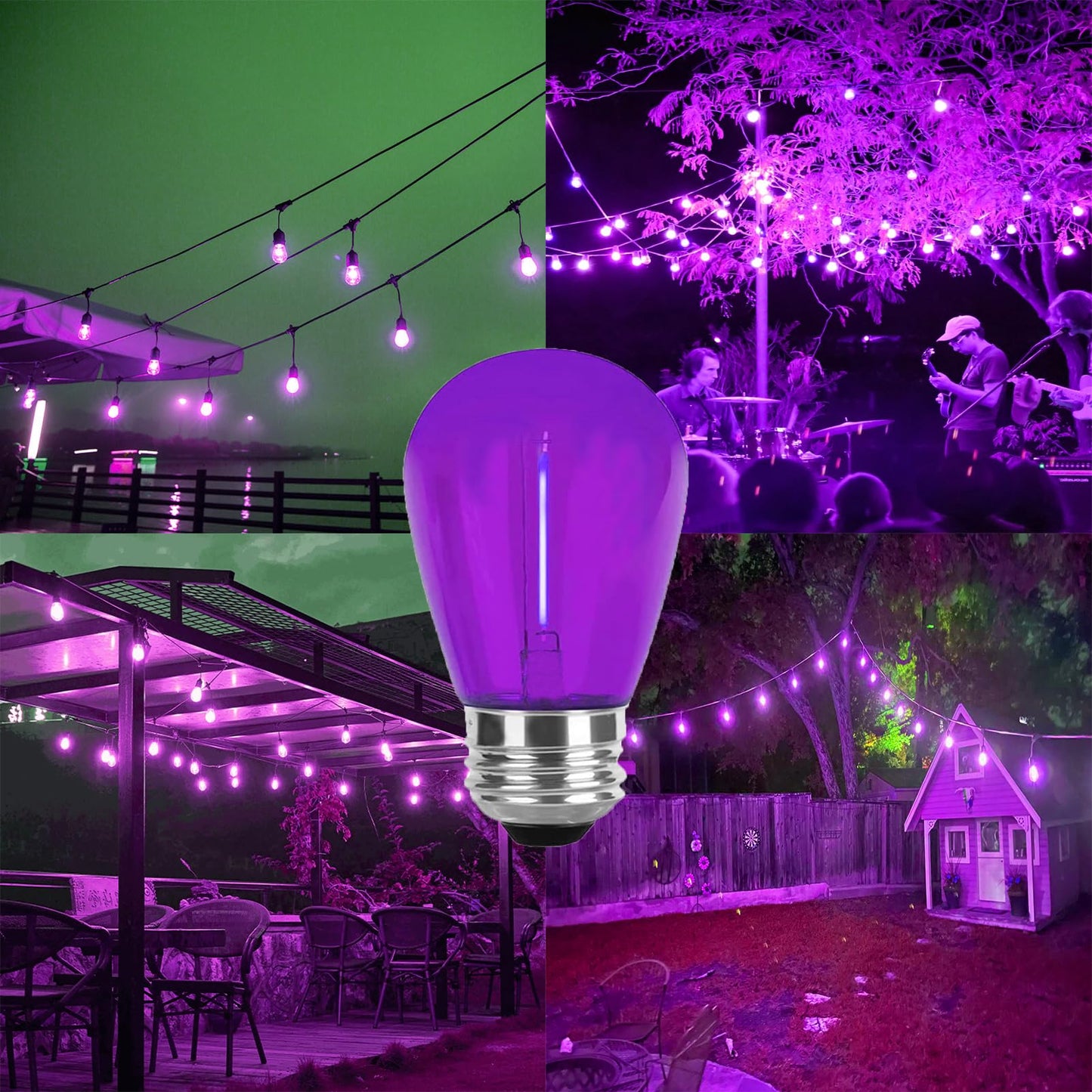 LRSUEYSKIN S14 Purple LED Bulbs 1W S14 LED Bulb Shatterproof Plastic Outdoor Indoor Filament Replacement Bulbs E26 Base Decorative LED String Light