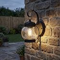 Lucande 10.2" Outdoor Wall Light, Rustic Lantern Sconce with Bubble Glass Shade, Rust Brown Exterior Light for Porch Decor Front Door Garage Patio