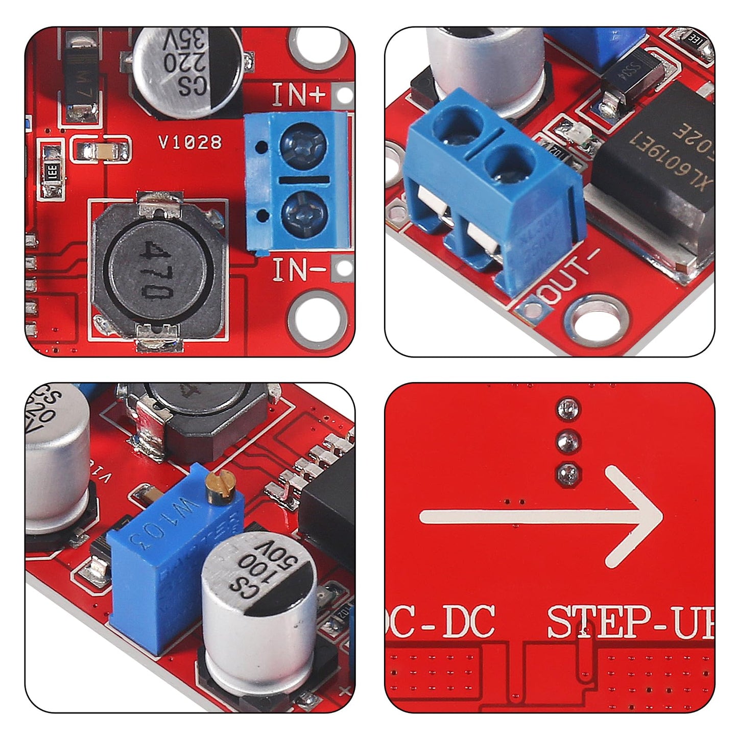 JUZITAO 6PCS XL6019 DC to DC Boost Converter 5A High Power Current Step Up 5V 6V 12V 24V 3-35V to 5-40V Boost Buck Adjustable Voltage Regulator Power…