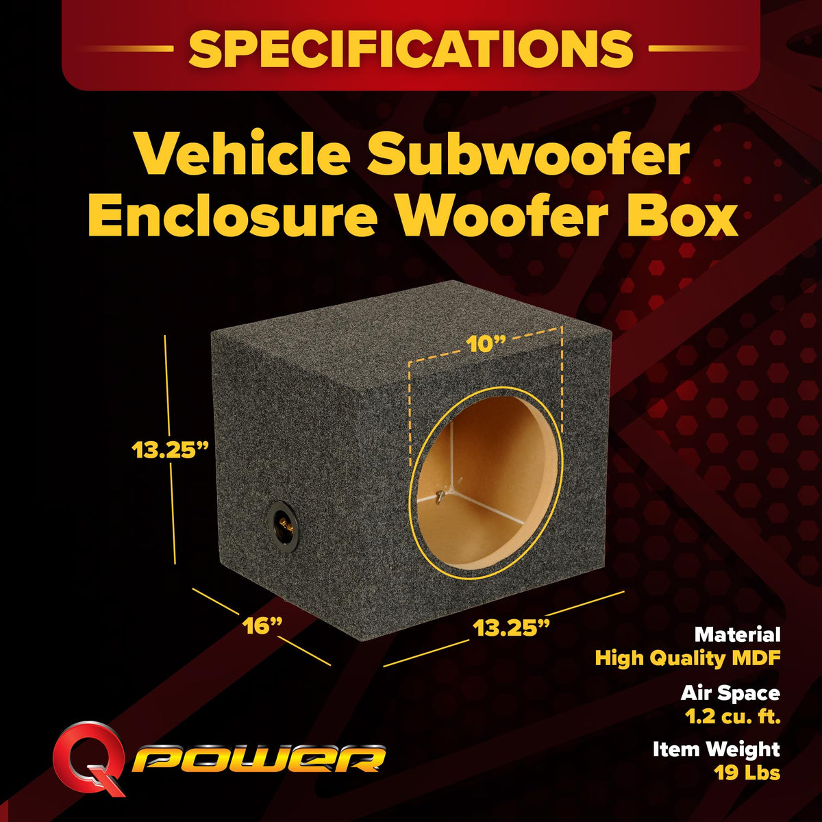 Q Power HD110 Single Sealed Heavy-Duty Subwoofer Box