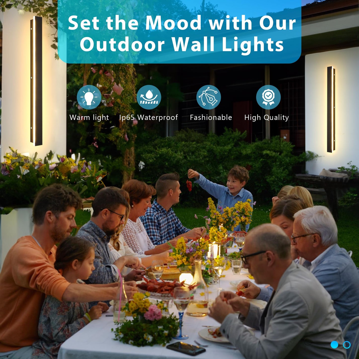 Outdoor Wall Light LED Long Wall Sconce 11.82in Ip65 Waterproof Black Modern Outdoor Lights 3000k 9W Metal Exterior Light Fixture for Porch Light