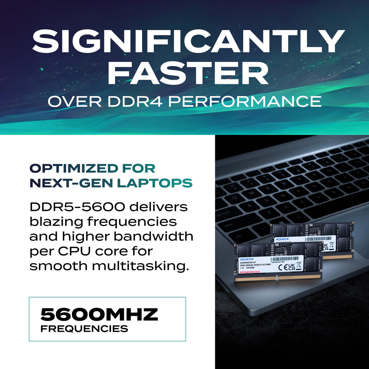 ADATA DDR5 5600 SO-DIMM Memory Module - 32GB High Bandwidth Laptop Memory Module (RAM) - High-Speed 5600MHz - Automatic Error Correction - Compatible