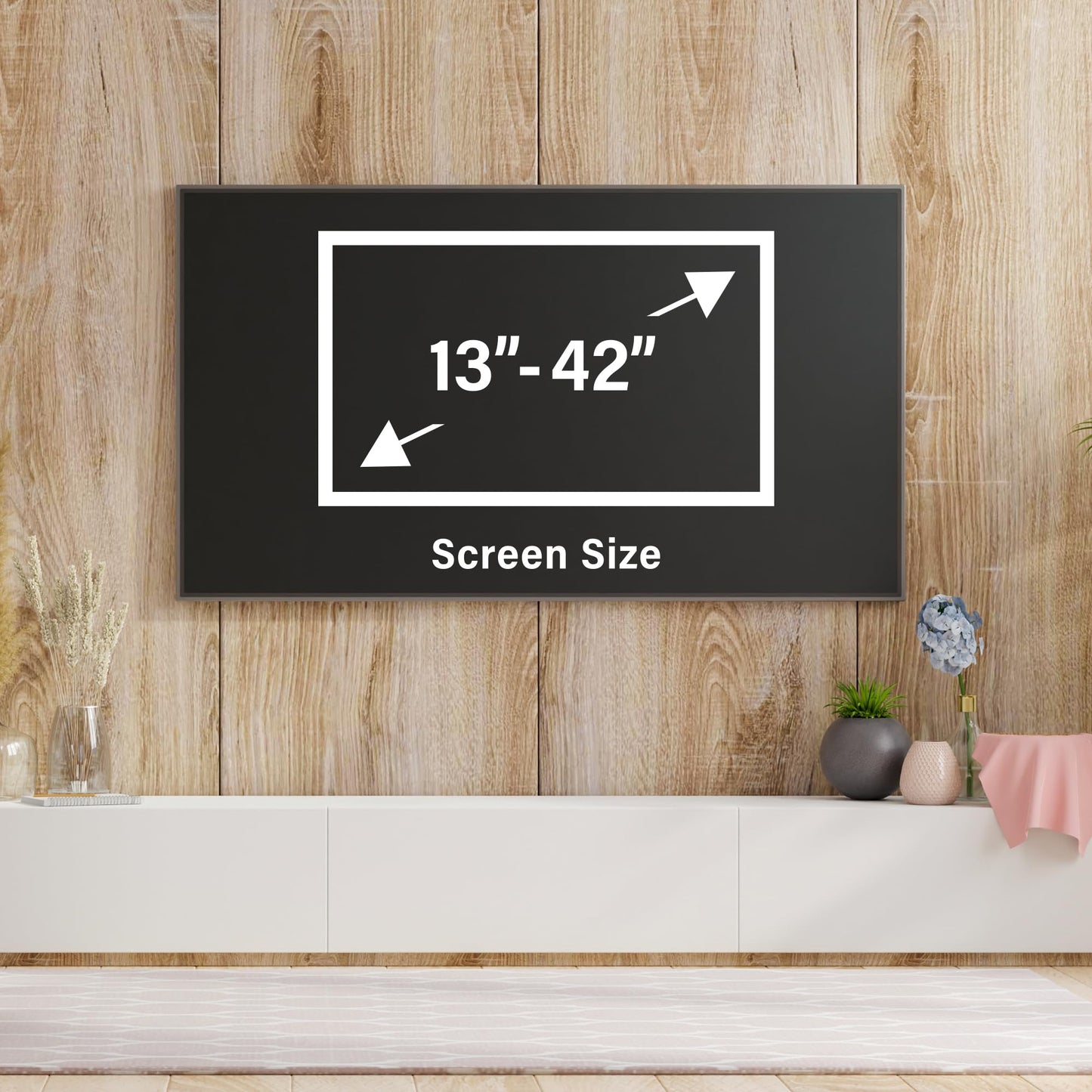Monster Full Motion TV Mount for 13”-42” TVs up to 55 Lbs., Flat Panel Swivel and Tilt Television Mount, Heavy Gauge Steel Construction, Tilts 5°