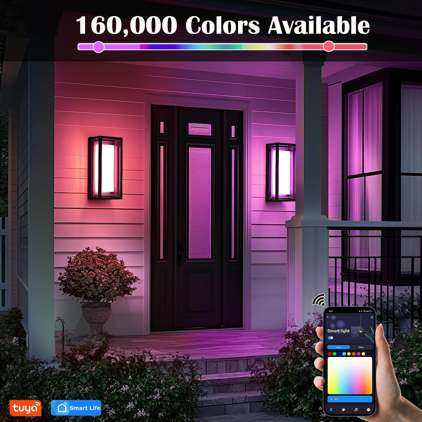 iYogaled LED Outdoor Wall Light Color Changing, 14 Inch Modern RGBCW Wall Sconce, 22W 1800LM Exterior Light Fixture, Smart Porch Lights Tuya App