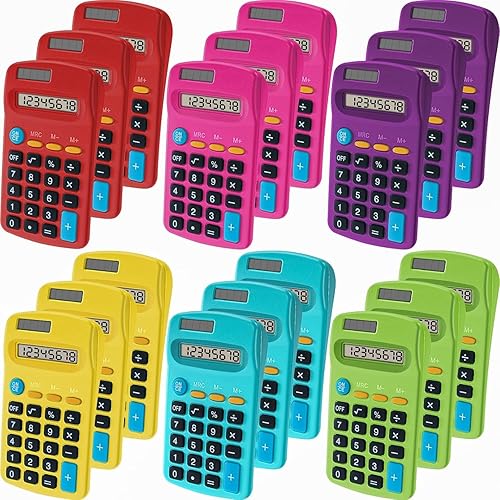 Dyrfolm 20 Pack Pocket Calculator,Mini Calculators,Pocket Size Basic Calculators,Solar Battery Dual Power Desktop Calculators,8 Digit Display Basic