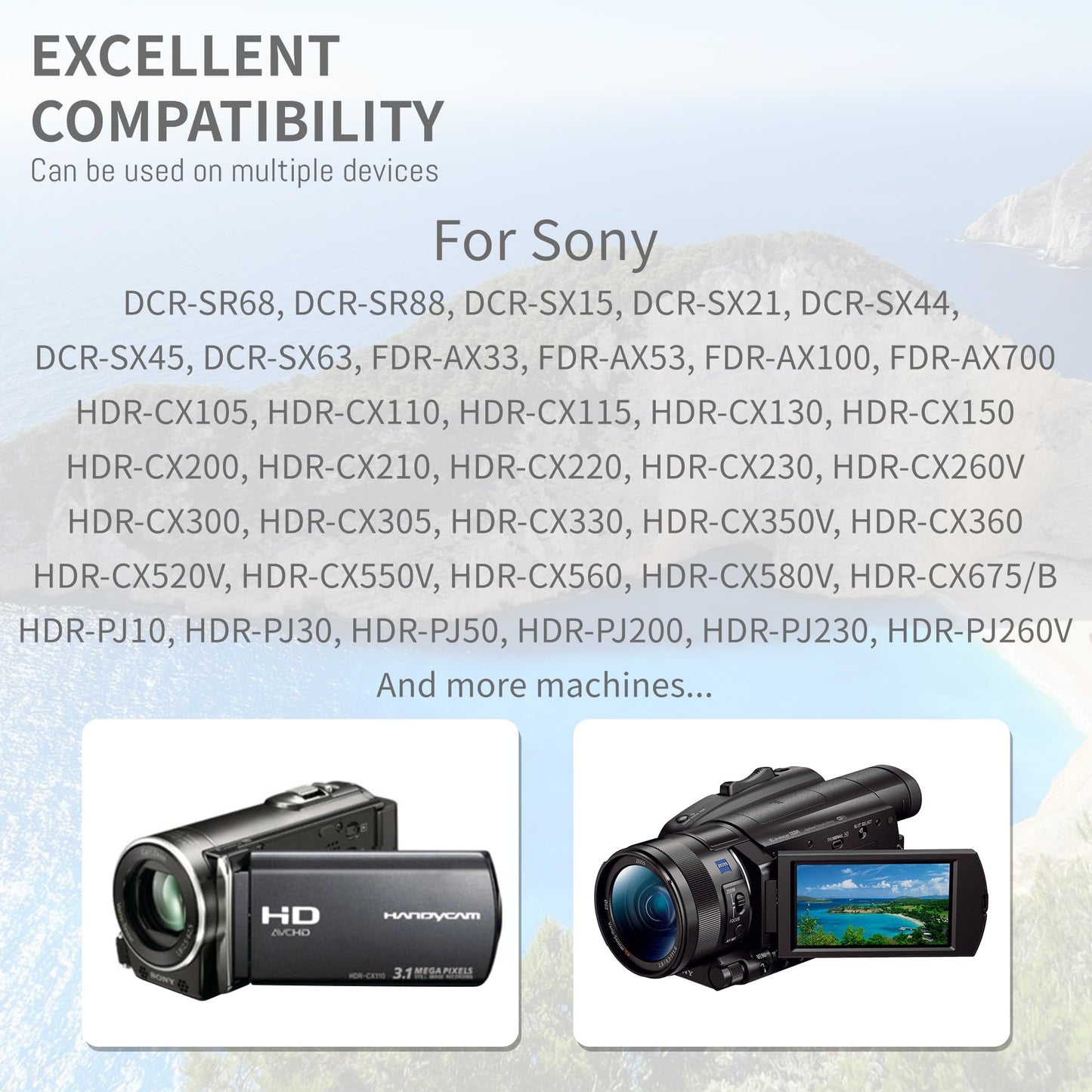 DFTIM 2 Pack NP-FV70 2200mah Battery Compatible for Sony FDR-AX53 FDR-AX700 HDR-CX455/B HDR-CX675/B HDR-CX900 HDR-PJ340 HDR-PJ540 HDR-PJ670/B