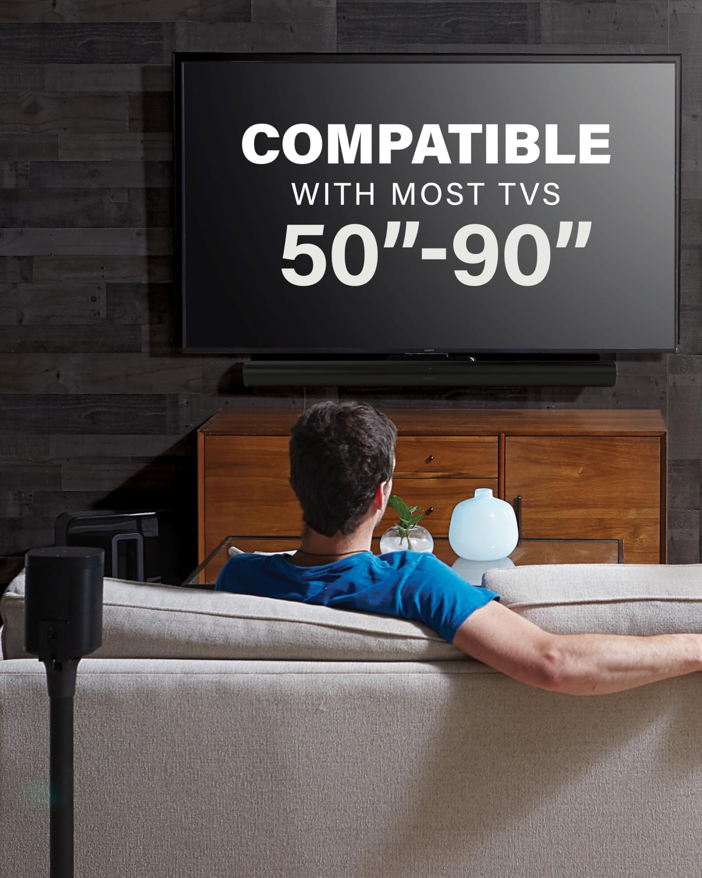 SANUS Soundbar TV Mount for Sonos Arc & Sonos Arc Ultra Soundbar - Depth Adjustable for Dolby Atmos - Universal Mount for TVs 50” to 90”