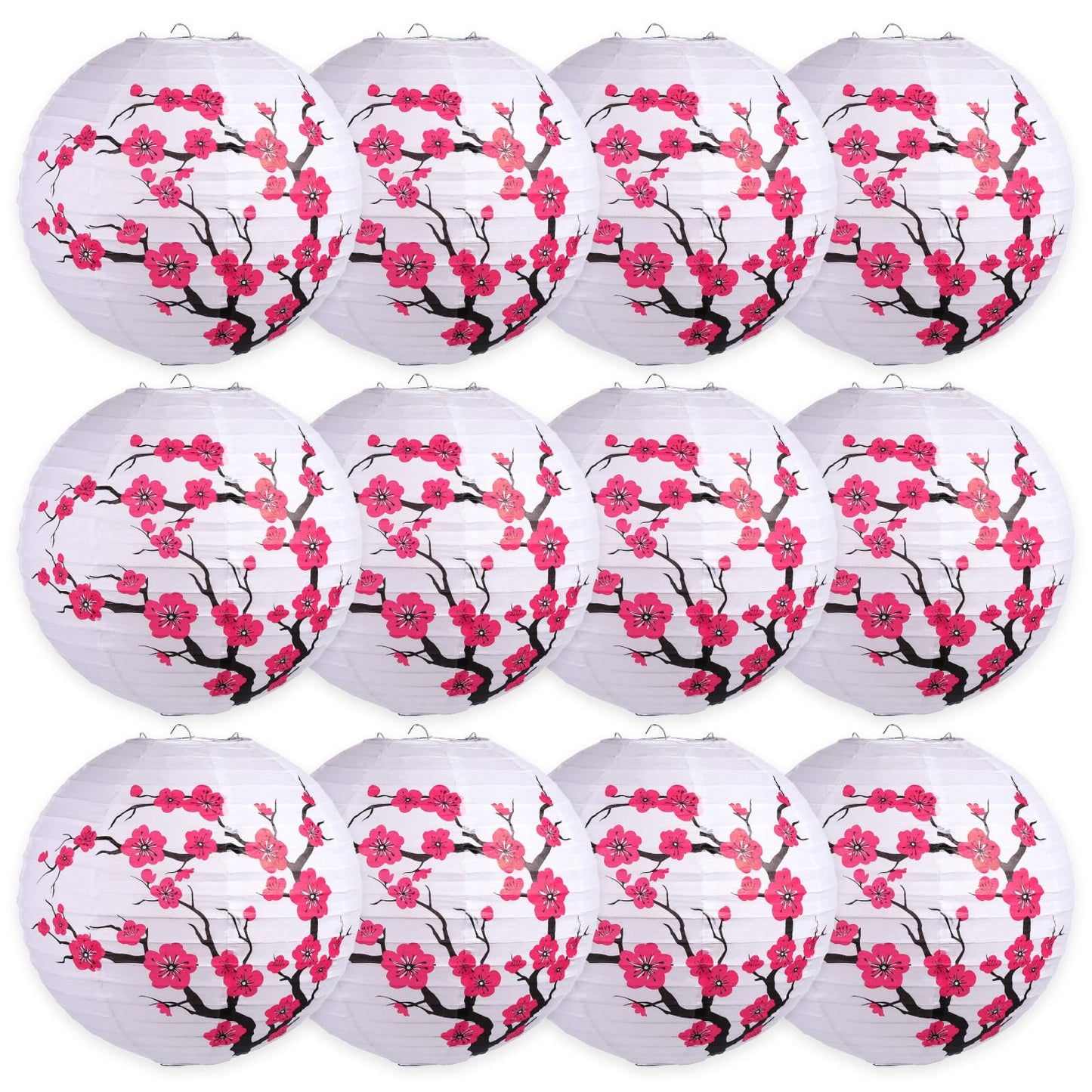 LEFTSTARER 6Pcs Cherry Blossom Lantern Decor for Cherry Blossom Party Decorations, Japanese Paper Lantern Lamp for Japanese Party Decorations, Mulan