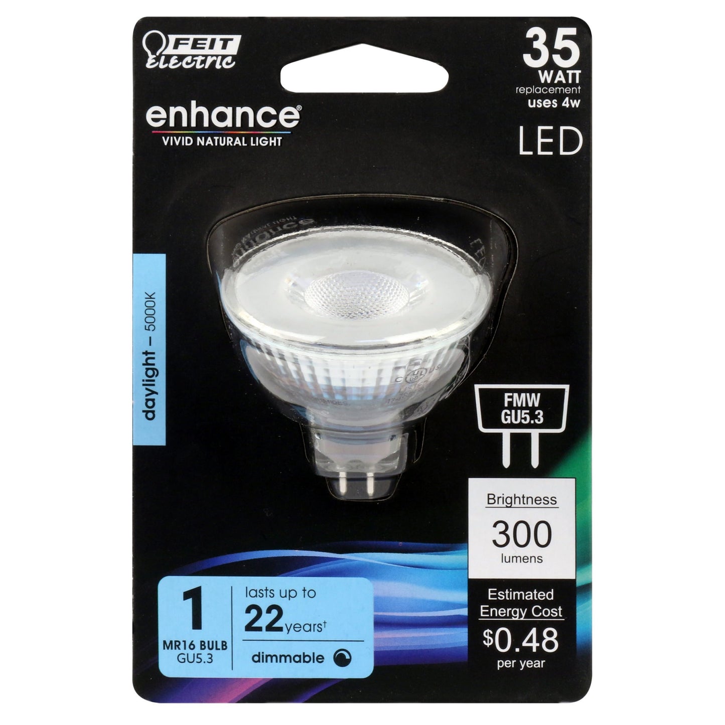 Feit Electric Enhance MR16 GU5.3 LED Bulb Daylight 35 Watt Equivalence 1 pk