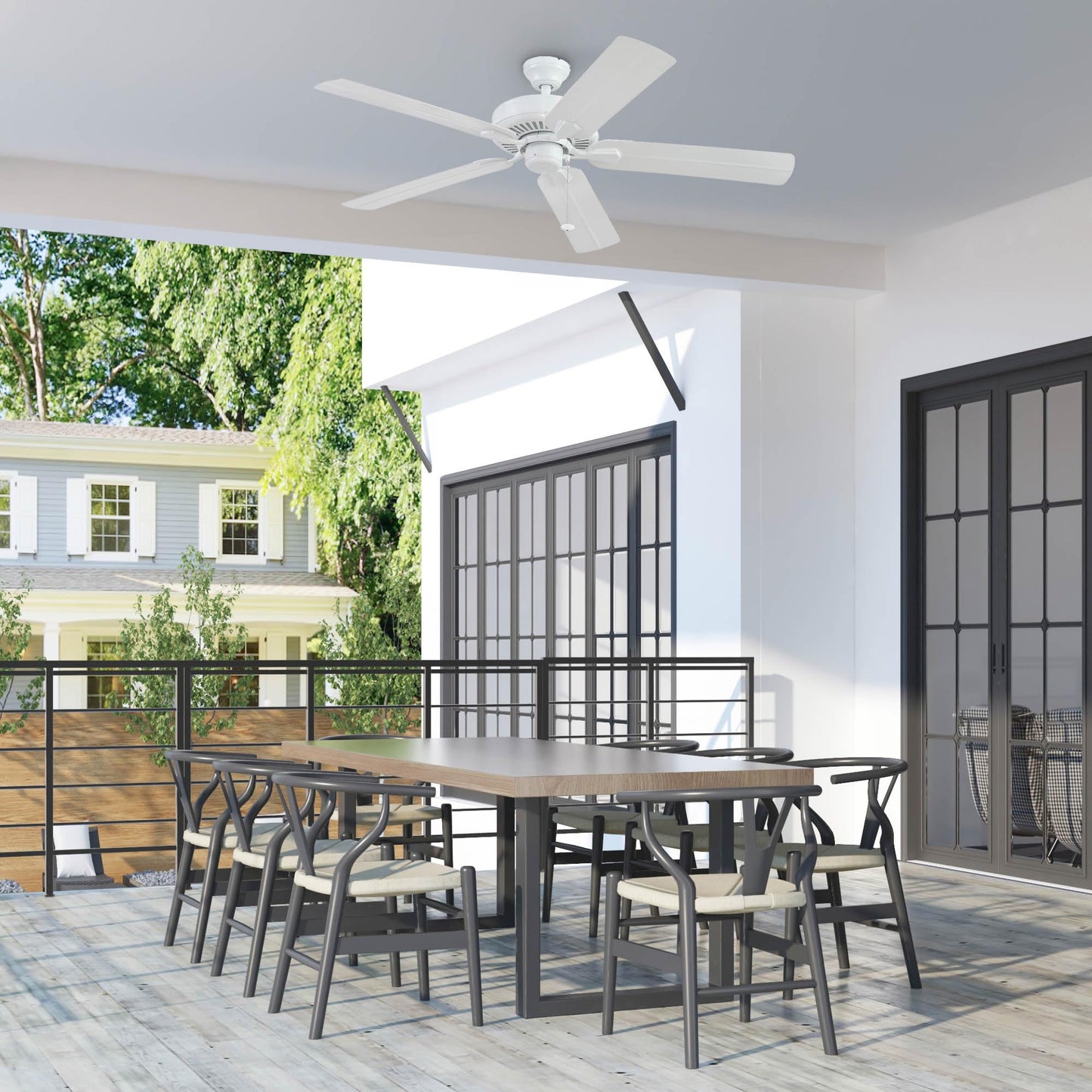 Prominence Home Montauk, 52 Inch Classic Style Ceiling Fan with No Light, Pull Chain, Three Mounting Options, 5 Dual Finish Blades, Reversible Motor