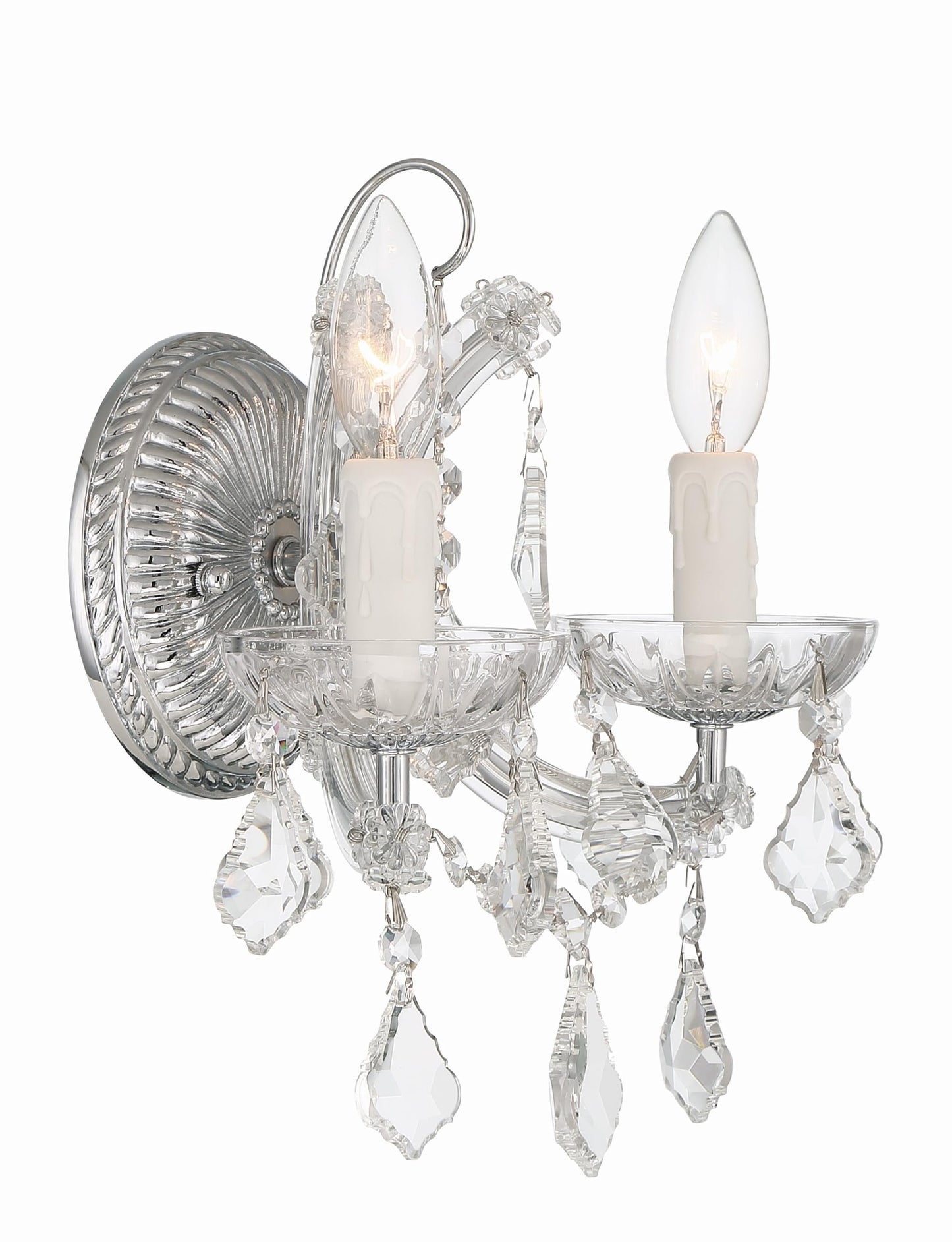 Crystorama Maria Theresa 2 Light Clear Italian Crystal Polished Chrome Sconce