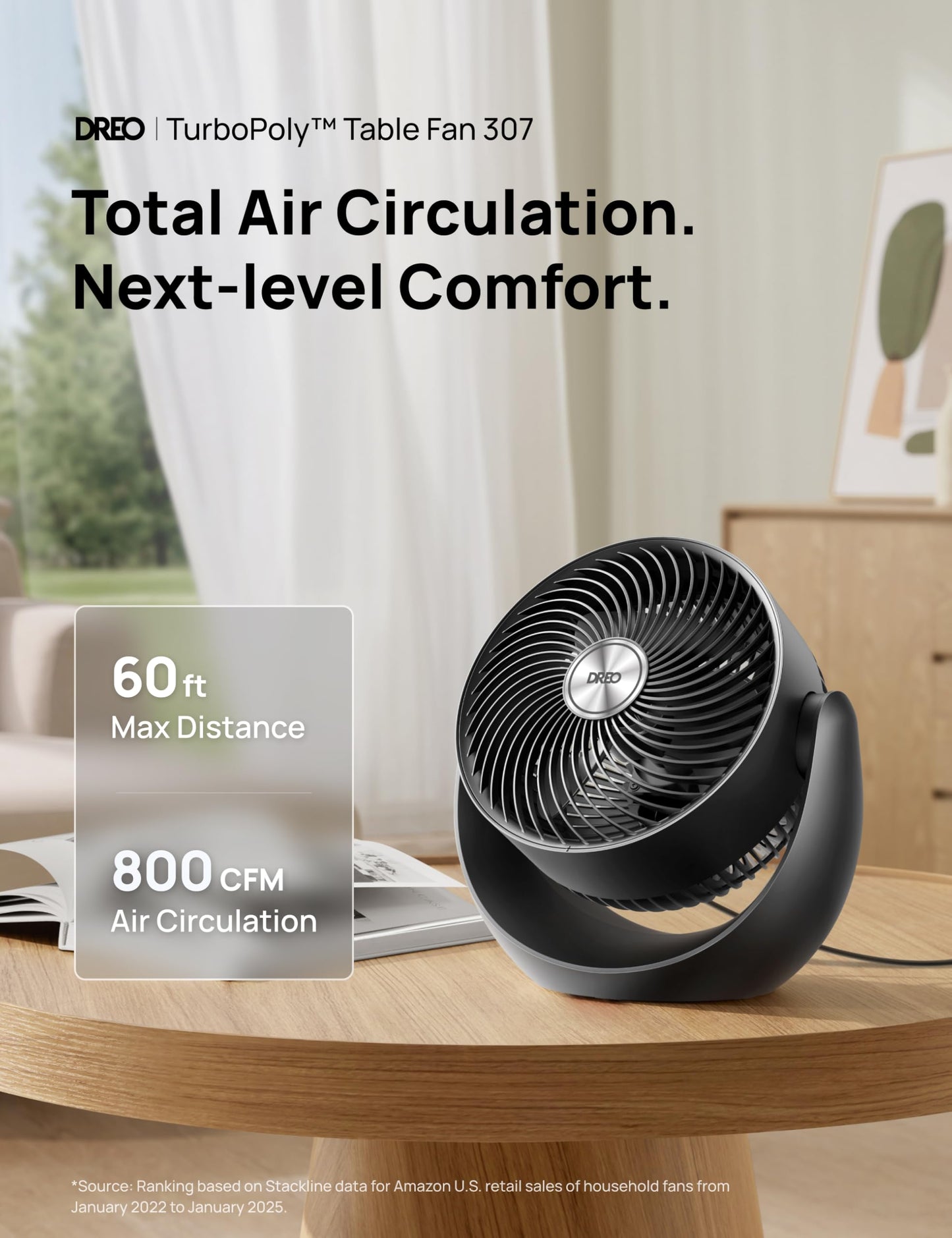 DREO Fan for Bedroom, Floor fans for Whole Room, 40ft Strong Airflow, 120° Adjustable Tilt, 28db Low Noise, Quiet, 11 Inch, 3 Speeds, 2025 New Air