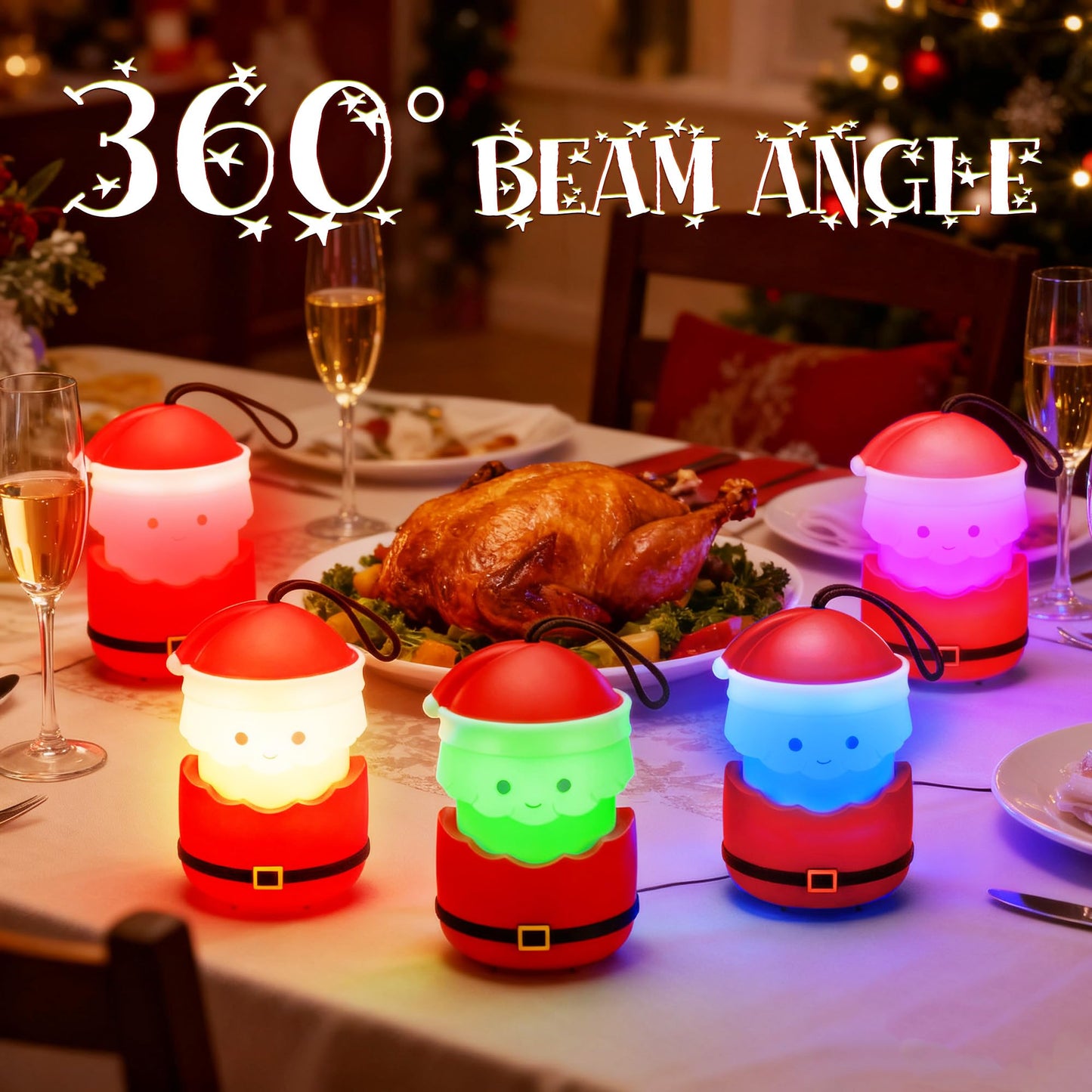 Christmas Gift EverBrite Santa Claus Lantern 3 Pack, 5 Light Modes Holiday Decoration Presents for Women and Men, AAA Batteries Contained Stocking