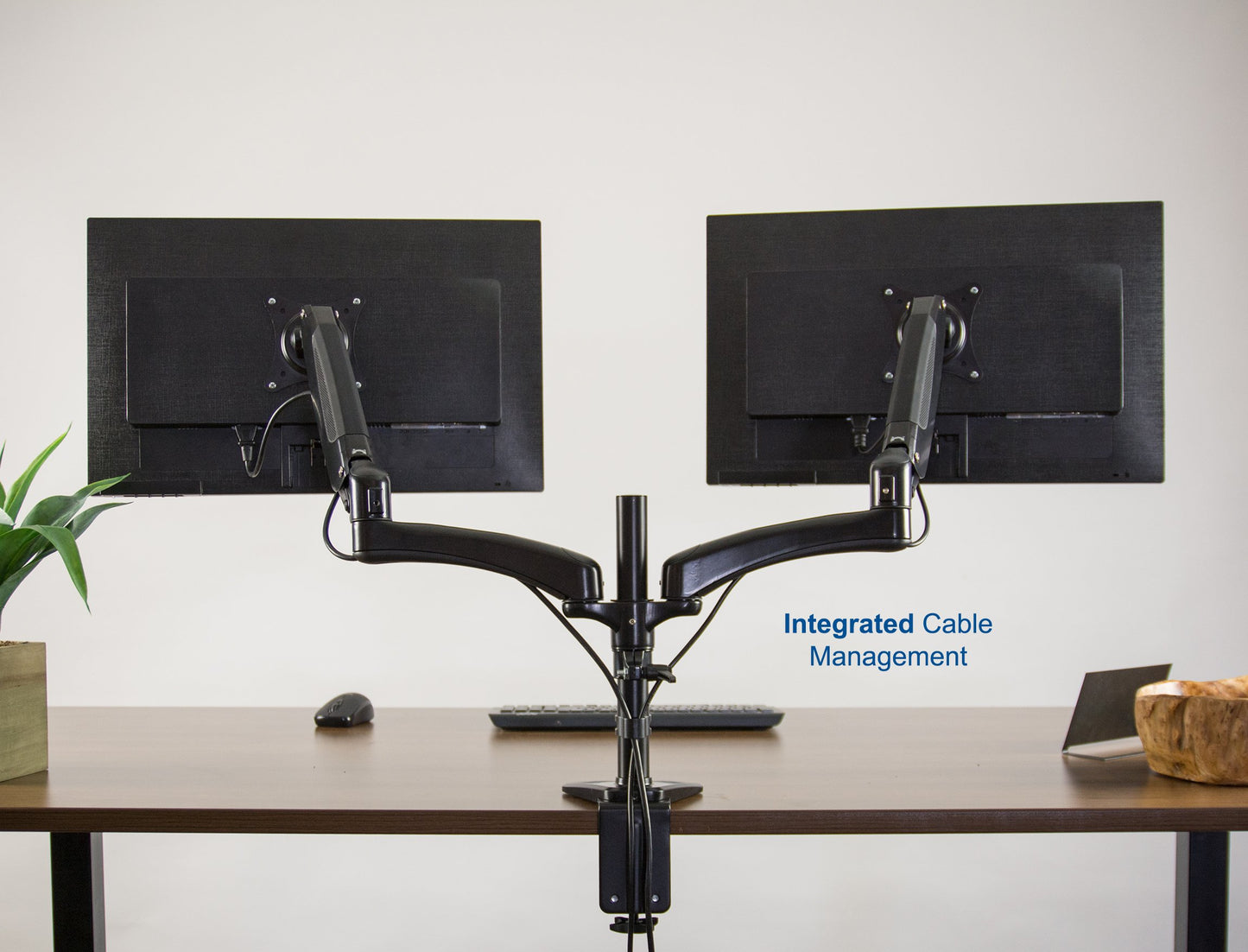 VIVO Premium Black Dual Monitor Pneumatic Counterbalance Height Adjustable Arm, Desk Mount Stand, Holds 2 LCD Screens up to 27 inches STAND-V002JB