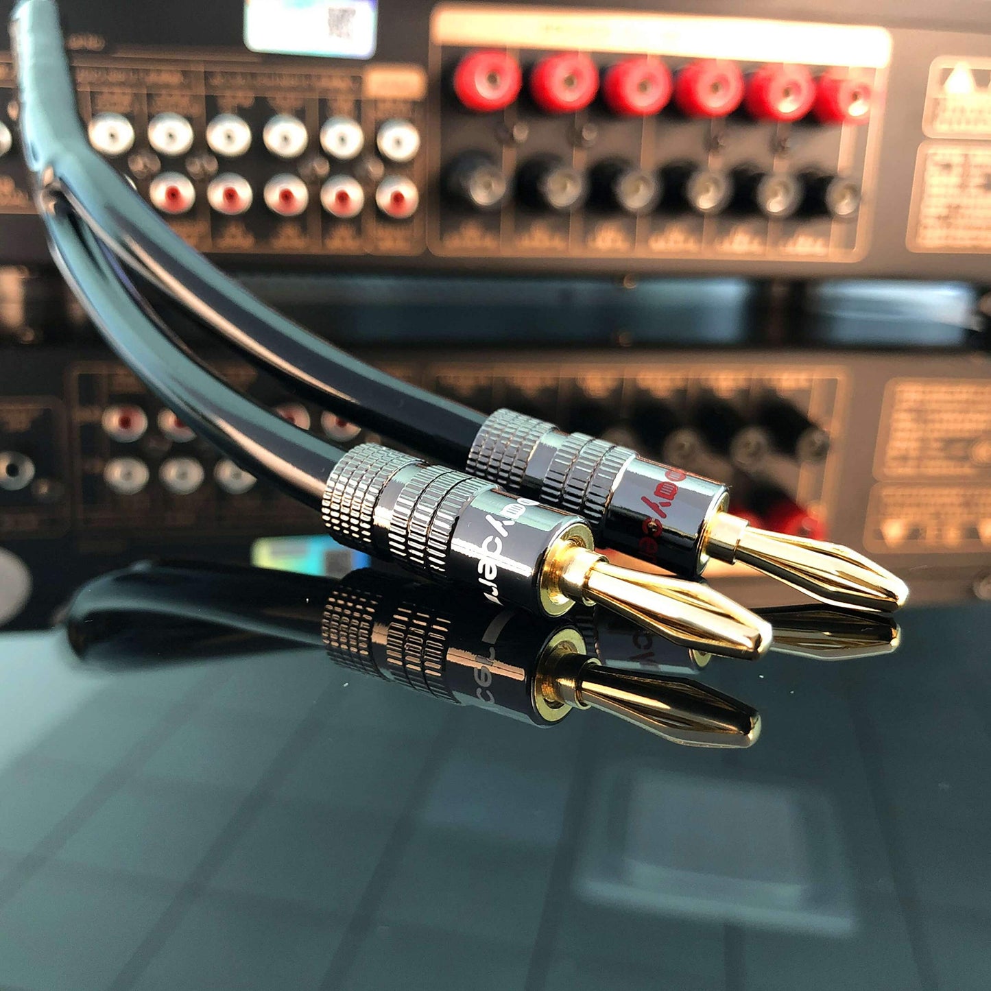 Goaycer Banana Plugs for Speaker Wire - 24K Gold Plated Banana Adapter Connector(6 Pairs/12 pcs)