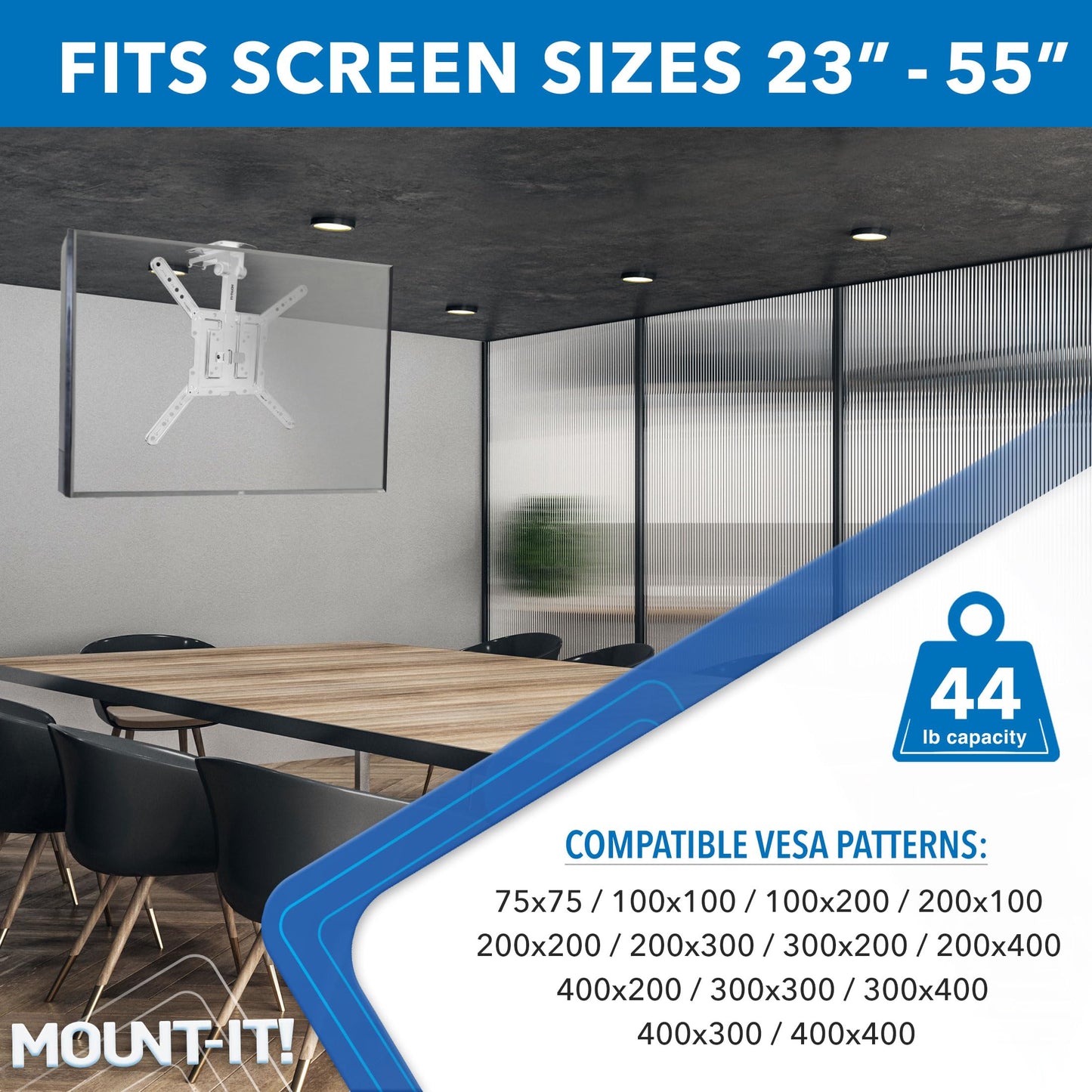 Mount-It! Fold-Up Ceiling TV Mount for 23-55 Inch TVs, Space-Saving Flip Down Bracket for Flat & Slanted Ceilings, Retractable Adjustable Tilt