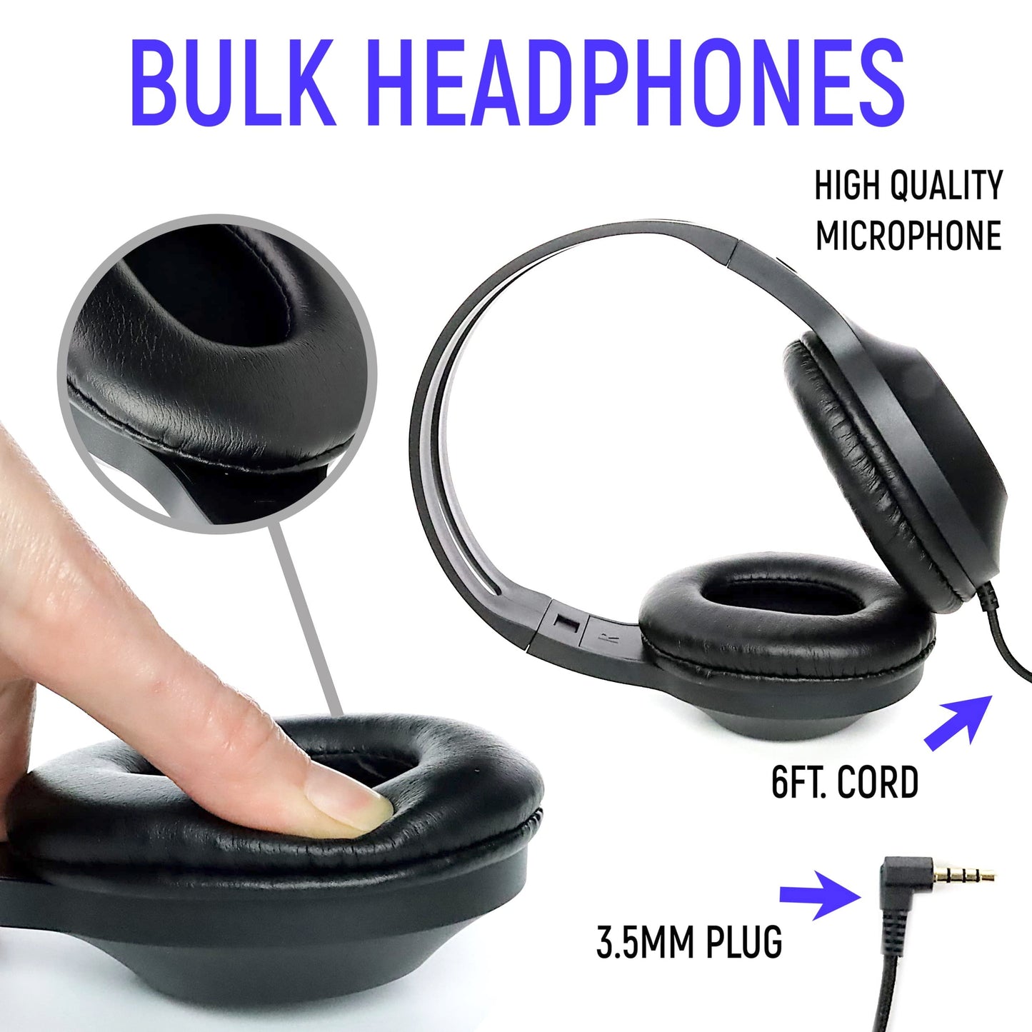 Eduvy Bulk Headphones for Classroom with Microphone, Heavy-Duty School Pack Wired Headphones for Students. Teacher Must Haves Supplies from…