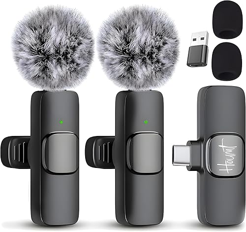 Houmt Wireless Microphone for iPhone 15 USB-C Compatible with Samsung s24 & iPhone 15 Series - Wireless Lavalier Microphone for Android - USB C