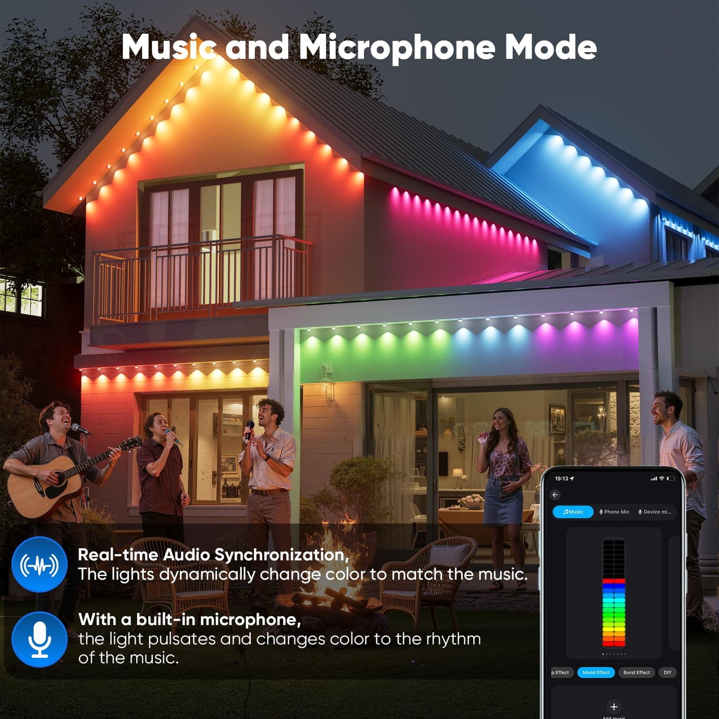 Smart Permanent Outdoor Lights for House, 150ft with 72 Smart AI RGB+IC Smart Christmas Lights, 98 Scene for Halloween Christmas All Holiday Decor