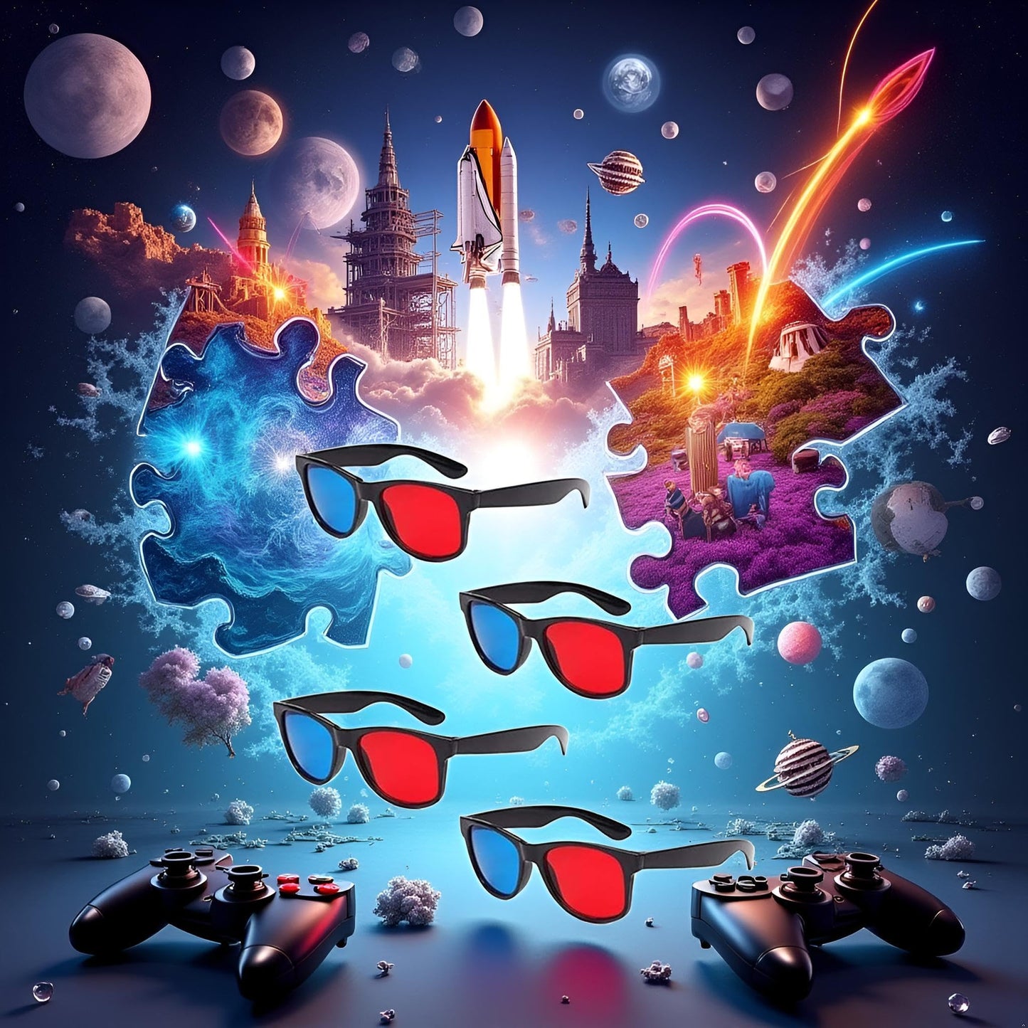 4Pcs Red and Blue 3D Glasses Universal TV Movie Dimensional Video Frame DVD Game Glass 3D Style Glasses 3D Viewing Glasses, Televisions and Video