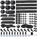 DRIVUU 311Pcs Cable Management Organizer Kit 4 Cable Sleeve Split,53Cable Clips 12Cord Clips Holder,22 Cable Ties, 20 Adhesive Wall Cable Tie