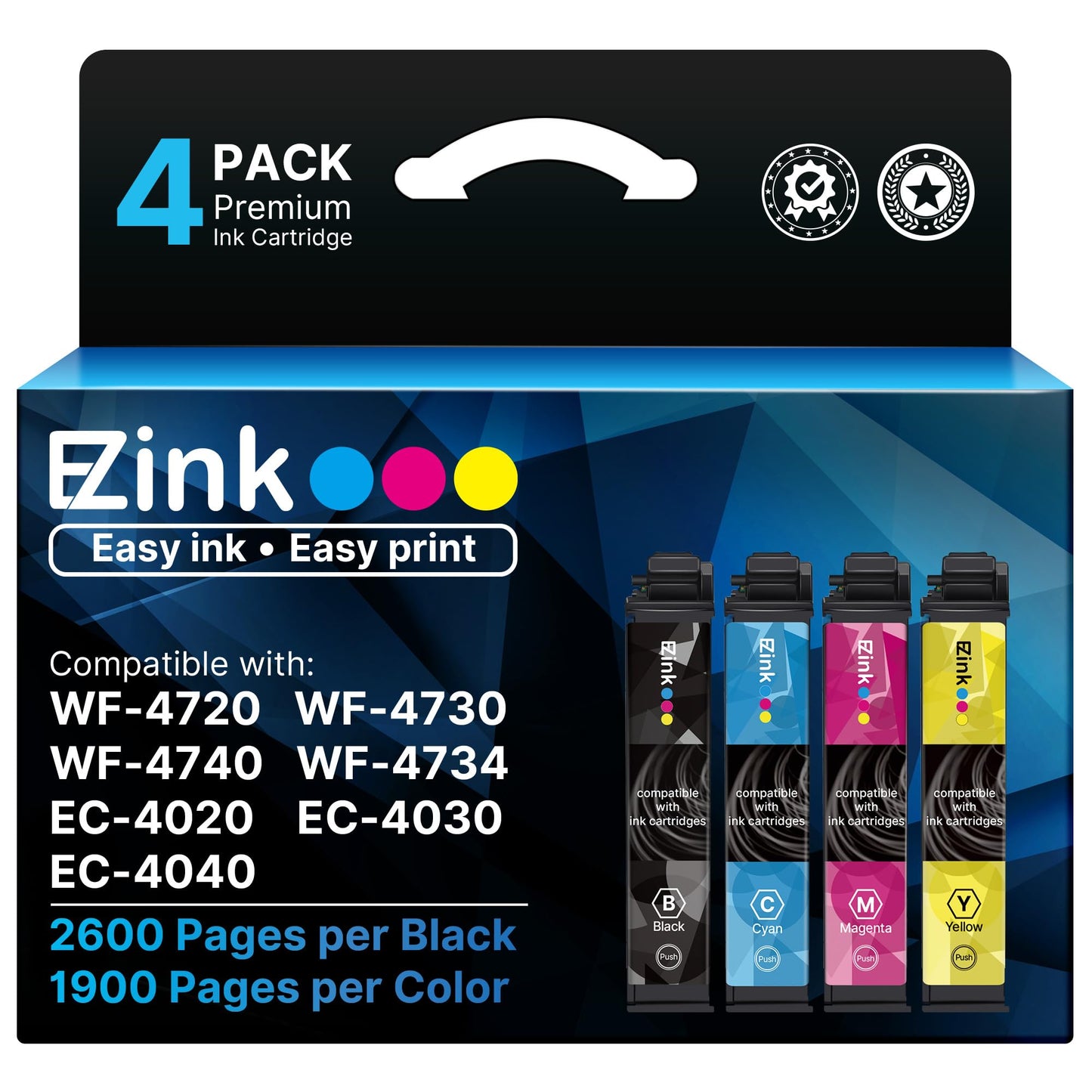E-Z Ink Remanufactured Replacement for 802XL Ink Cartridges, 4 Pack