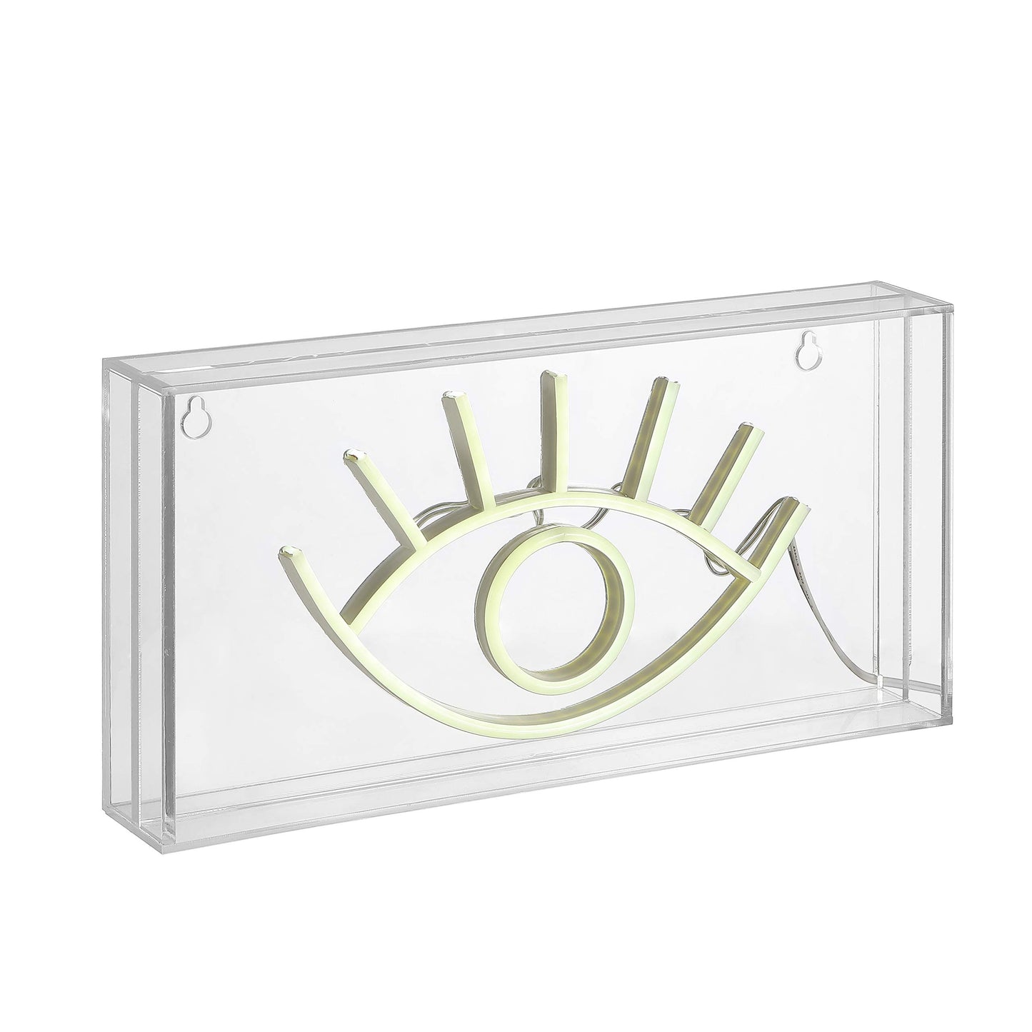 JONATHAN Y 11.8" x 5.9" Yellow Eye Contemporary Glam LED Neon Light, USB Operated Acrylic Box Sign for Desktop or Wall Hanging, Modern Boho Decor