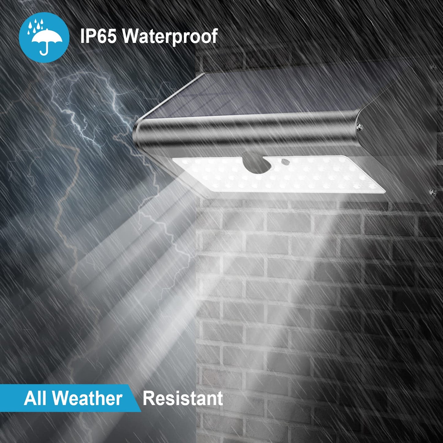 Super Bright Solar Lights Outdoor IP65 Water Proof, 1100 Lumens Wireless LED Motion Sensor Light, Aluminum Metal Housing Security Lights Flood Wall