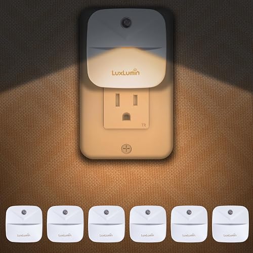 LuxLumin LED Night Lights Plug into Wall with Dusk-to-Dawn Sensor, Automatically Turn on and Off,Night Light for Kids,Bedroom,Bathroom,Stairs,Warm