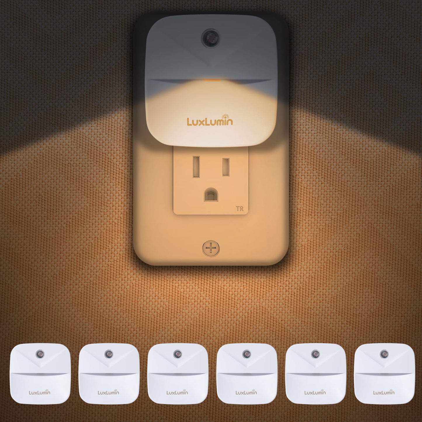 LuxLumin LED Night Lights Plug into Wall with Dusk-to-Dawn Sensor, Automatically Turn on and Off,Night Light for Kids,Bedroom,Bathroom,Stairs,Warm