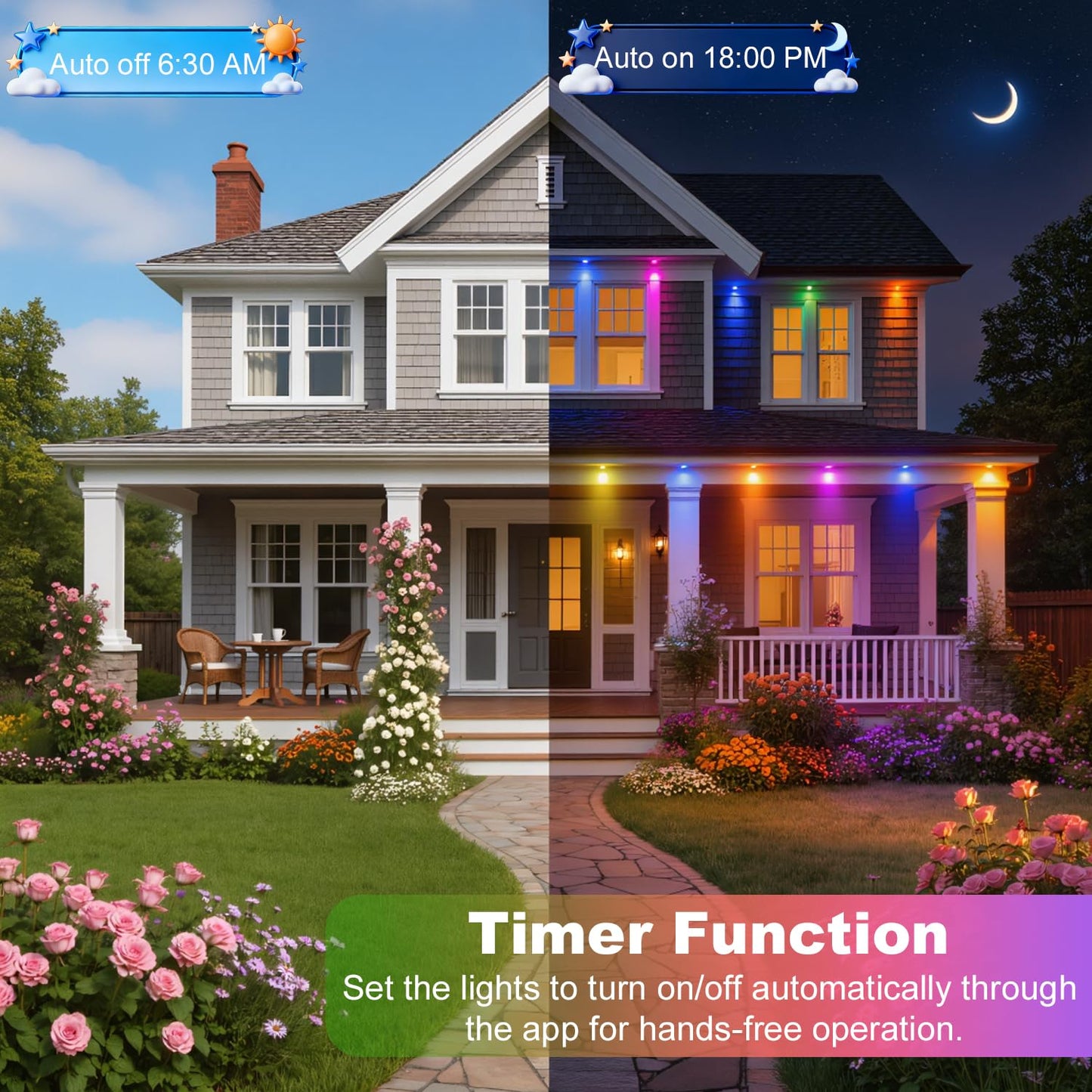 ARGANOL Smart Permanent Outdoor Lights 50ft with Music Sync