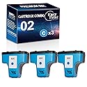 EASYPRINT 3-Cyan Compatible 02 Ink Cartridges Replacement for HP02 HP-02 Used for Photo Smart C6280 C7280 8250 D7460 C8180 C6250 Printers