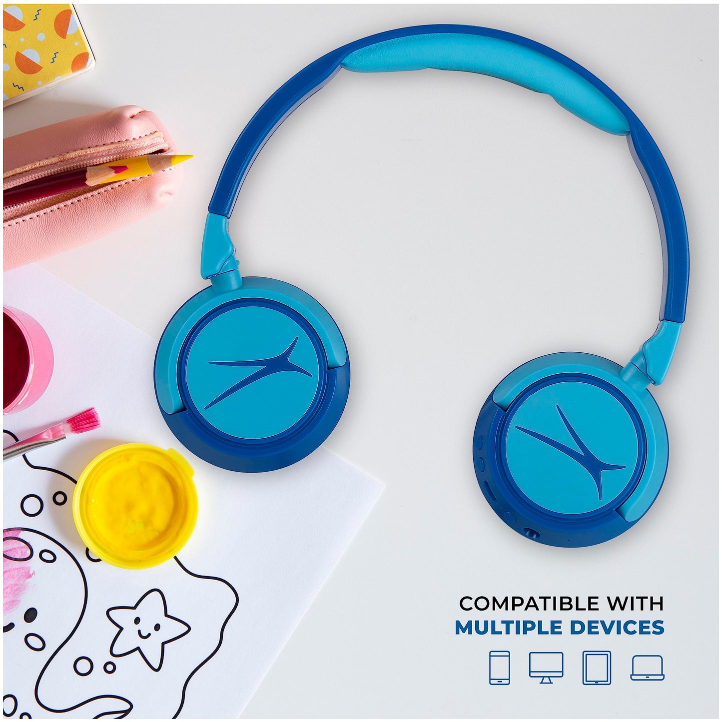 Altec Lansing Kid Safe 2-in-1 Wireless Bluetooth Headphones - Crystal Clear Sound, Safe Volume Limiting, Foldable Design - Enjoy Audio and Protect…