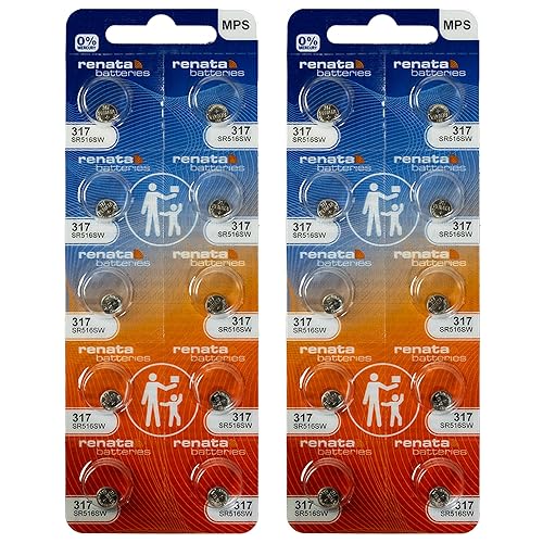 Renata 317 SR516SW Batteries - 1.55V Silver Oxide 317 Watch Battery (20 Count)