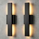 VINYAO 2 Pack 15.7” 20W Modern Linear LED Outdoor Wall Light Exterior Lighting Fixtures,Matte Black?for Porch, Patio, Garage, Exterior Doors, Patio