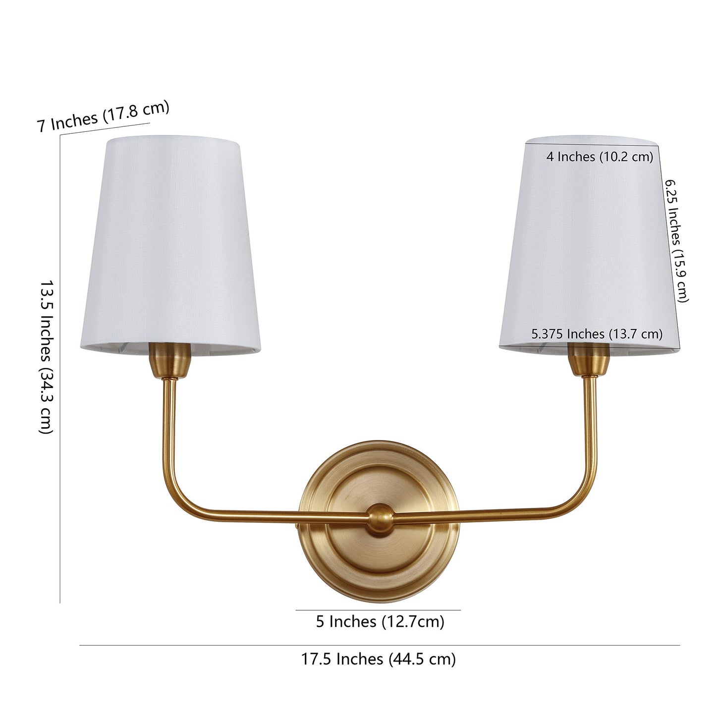 Safavieh Lighting Ezra Brass Gold 2-Light Wall Sconce (LED Bulbs Included)