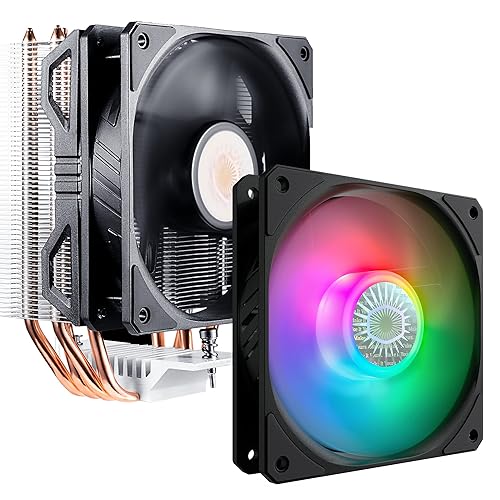 Cooler Master Hyper 212 EVO V2 CPU Air Cooler, SickleFlow 120 V2 ARGB Bundle, 4 Copper Direct Contact Heat Pipes, ARGB 3-Pin Customizable LEDs, PWM
