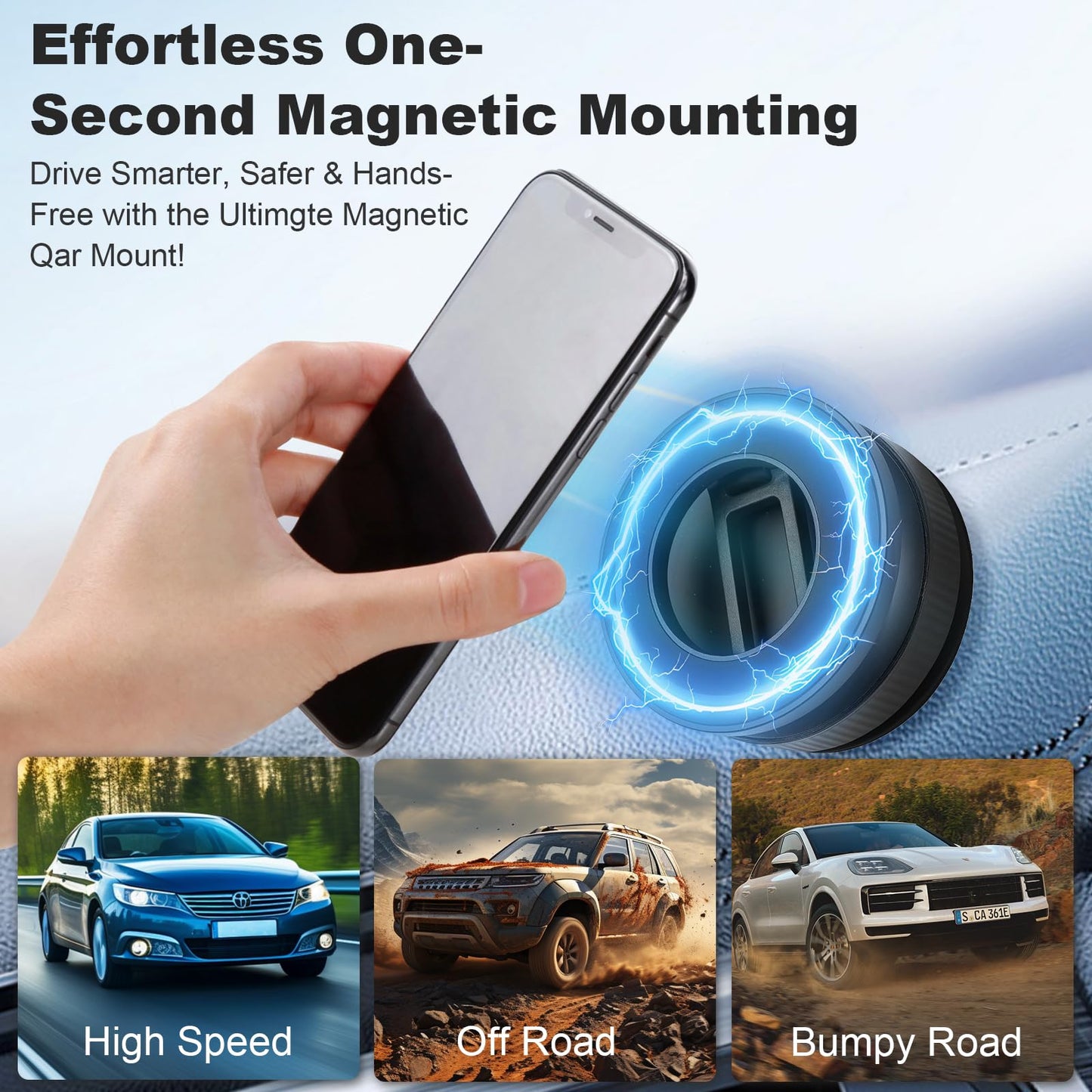 LMADFLY Car Phone Holder Mount, 118LBS Strongest Suction Cup & 2800gf Magnet, 360° Adjustable Vacuum Magnetic Dashboard Stand for iPhone 16 15 14 13