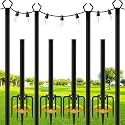 SINLEY 4 Pack String Light Poles,10 Ft Metal Poles with Fork for Outdoor String Lights,Outdoor Light Poles with Fork,Poles/Post/Stand